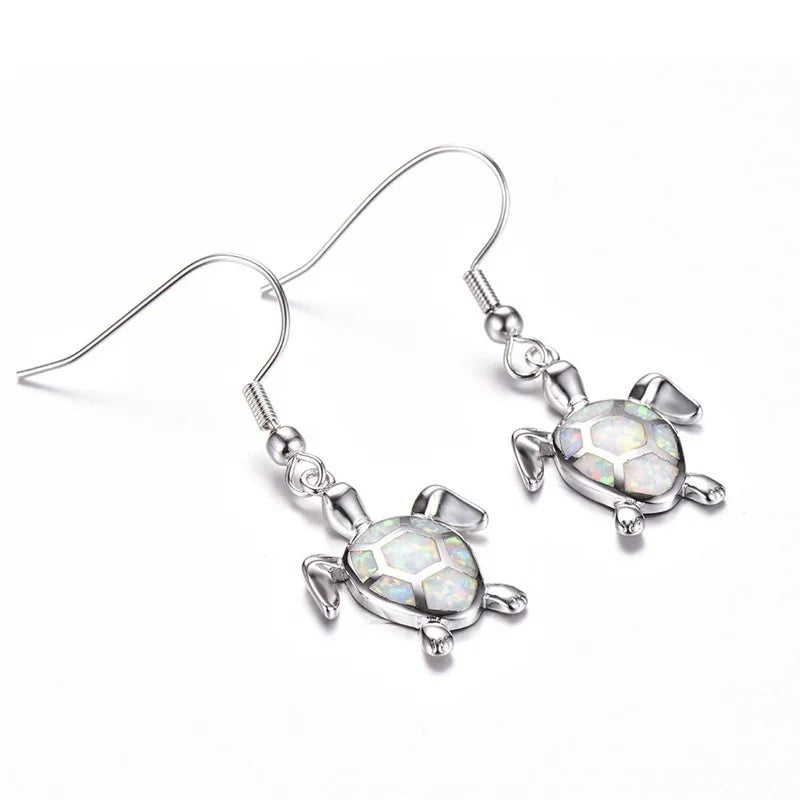 Fashion Women Earrings 2025 Fashion Blue Imitation Opal Drop Earrings Cute Turtle Animal Earrings Female Wedding Jewelry Gift