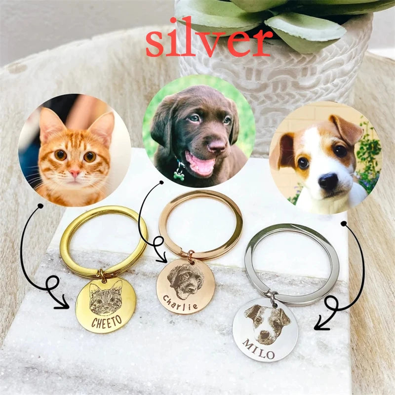 Personalized Pet Photo Disc Necklace For Women Tiny Cat dog Name Pendant Necklaces Custom Animal 316L Stainless Steel Jewelry - Madeinsea©