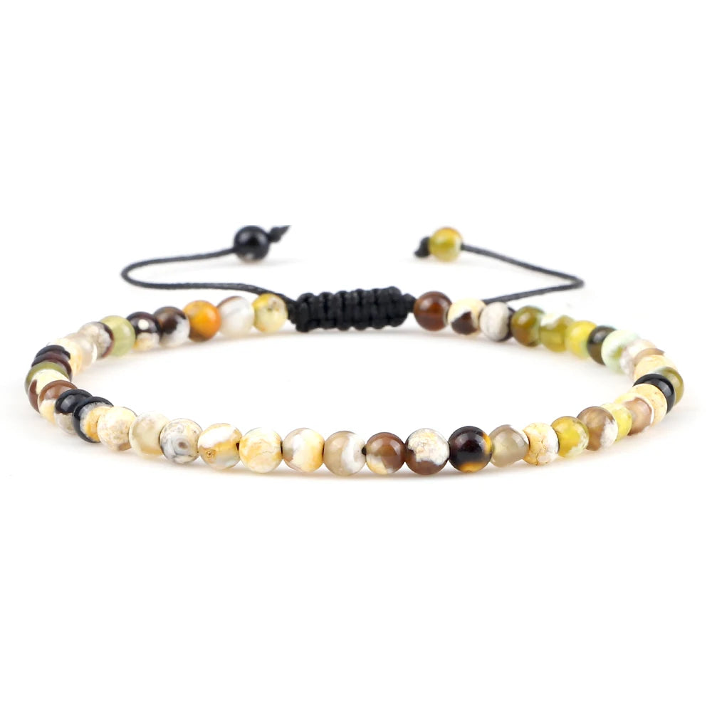Adjustable Mini Natural Stone Lava Tiger Eye Beaded Bracelets & Bangle for Women Men Chakra Beads Braided Bracelet Charm Jewelry