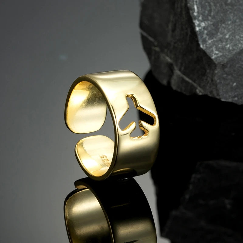 Real 925 Sterling Silver Airplane Couple Ring For Women Men Pilot & Flight Open Ring Engagement Wedding Set Aviation Lover Gift