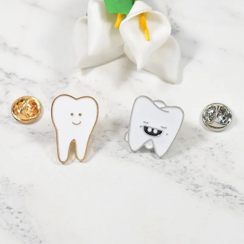 Cartoon Syringe Pink Pill Enamel Pins Smile Teeth Brooches Medical Organ Metal Badge Denim Bag Lapel Pin Jewelry Gifts For Kids