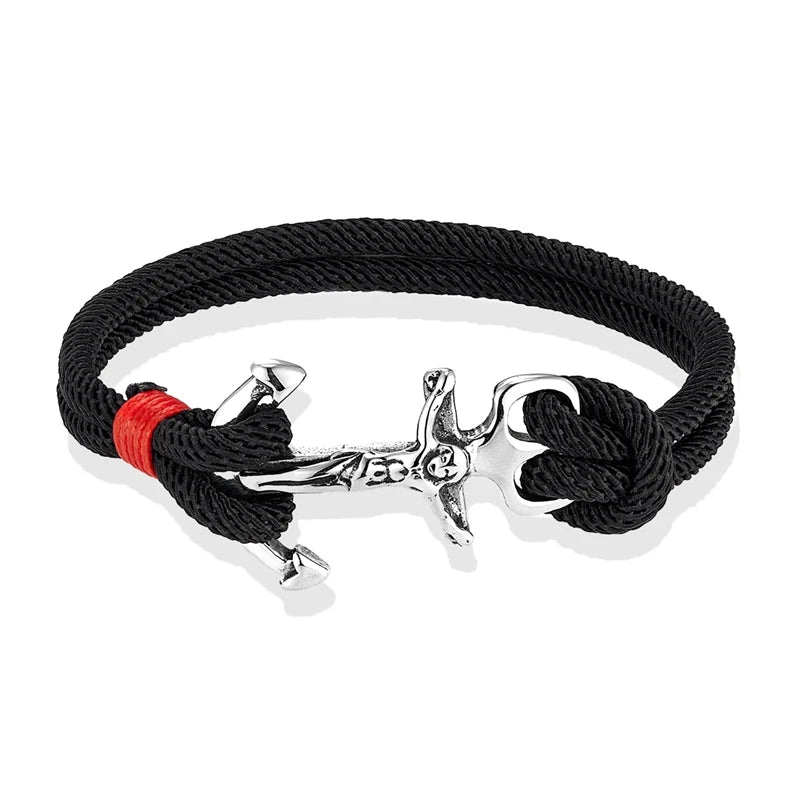 MKENDN Navy Anchor Bracelets Men Double Strand Nautical Rope Bracelet For Women Stainless Steel Jesus Cross Prayer Jewelry