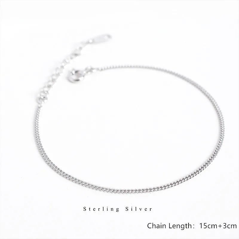 925 Sterling Silver Minimalist Style Chain Bracelet For Women Classic Fashion Student Couple Wristband Jewelry Accessories