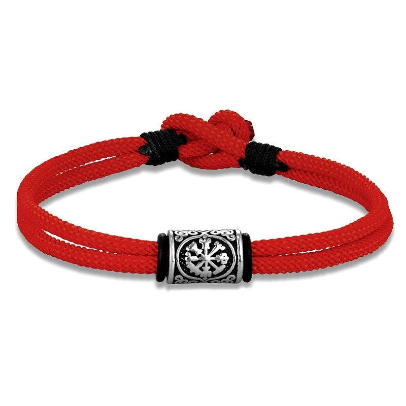 MKENDN Vintage Viking Compass Runes Bracelet Handmade Double Strand Rope Bracelets For Men Women Norse Mythology Amulet Gifts