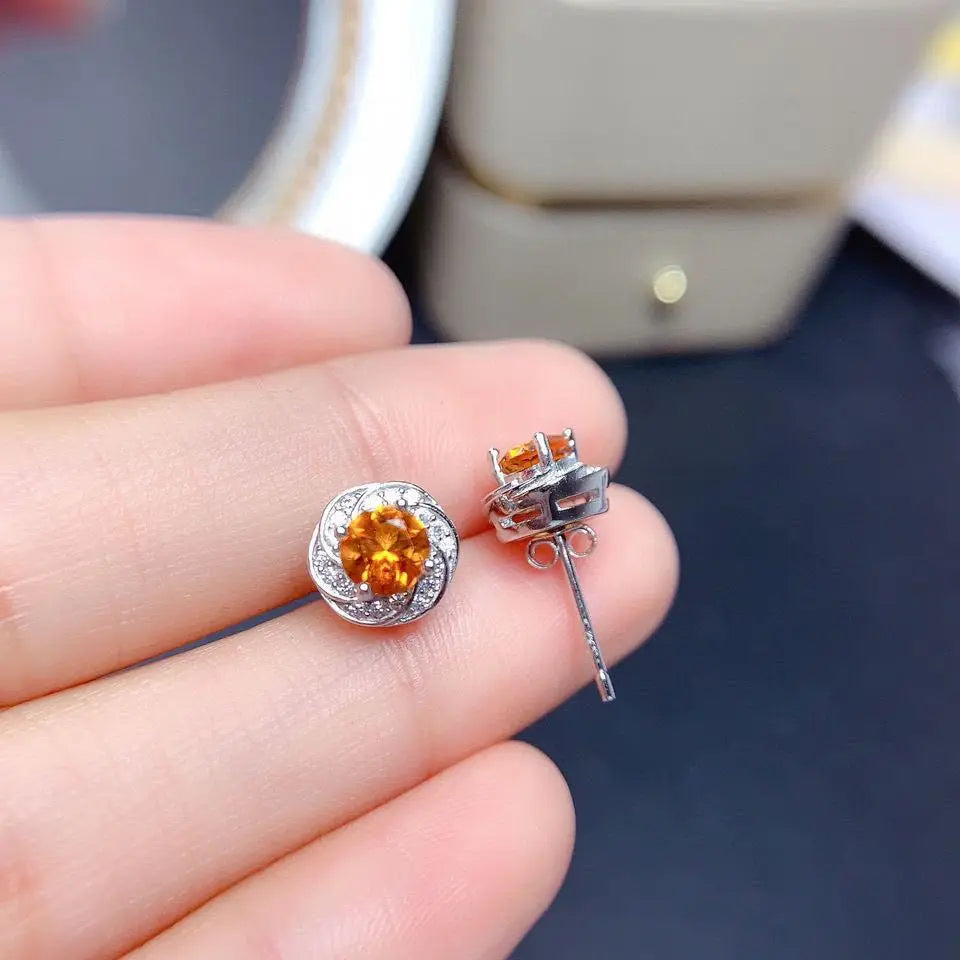 Yellow Topaz Bracelets Earrings for Female Real 925 Sterling Silver Deep Yellow Gemstone Bracelet for Student Birthday Gift