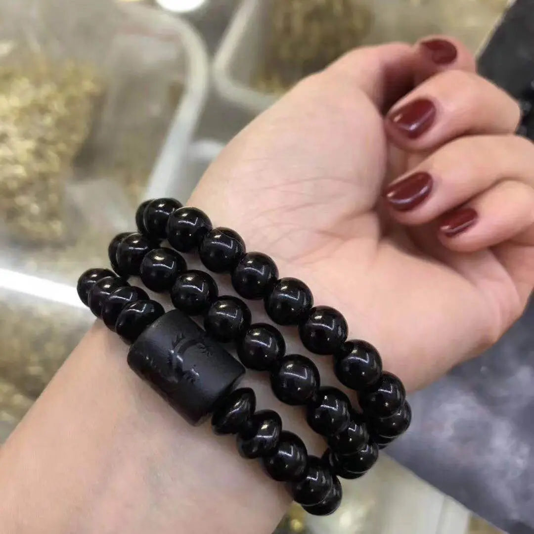 Natural Black Tourmaline Bracelet 6/8/10mm Stone Beads Bracelet