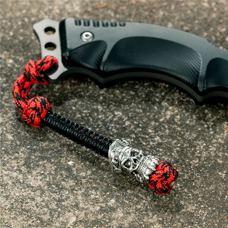 MKENDN New Design Japanese demon Evil mask Men Keychains Backbag Knife Pendant Men Survival Lanyard Rope Handmade Jewelry Gifts