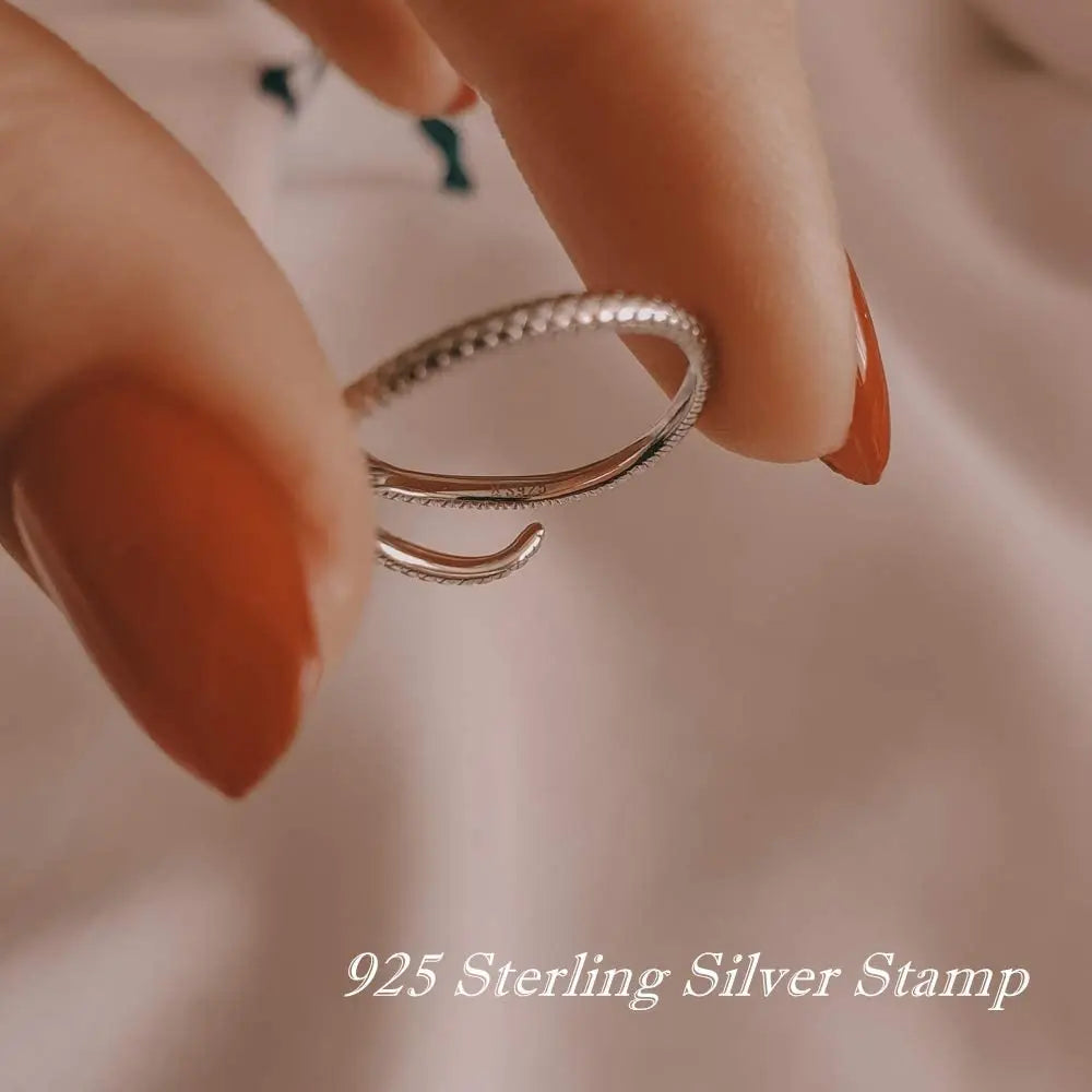 BAMOER 925 Sterling Silber Platinierter verstellbarer Ring, grüner Zirkon Retro Texturen Schlangenring Modeschmuck 4 Farben