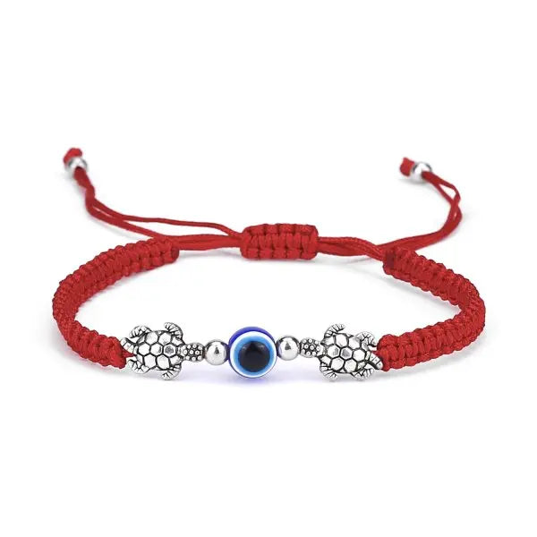 Bracelet porte-bonheur œil bleu, breloque œil protecteur, fil rouge, bracelet d'amitié pour couple, femme et homme, bijou fait main, cadeau porte-bonheur