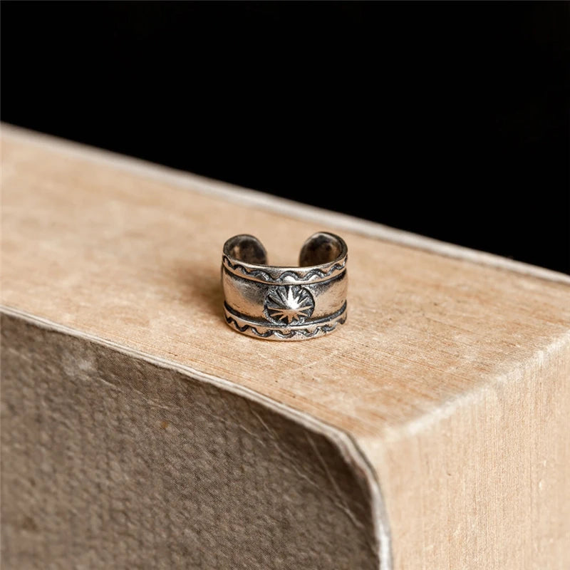 MKENDN 925 Sterling Silver Indian Sun Ear Cuffs Vintage Ear Bone Clip Earrings For Women Men No Piercing Fake Cartilage Earrings - Madeinsea©