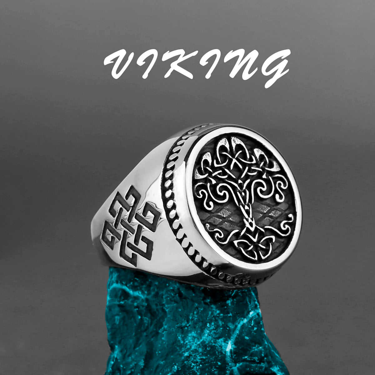Nordic Viking Stainless Steel Ring Anchor Compass Tree of Life Rune Amulet Wolf Men Women Finger Jewelry Biker Party Club Gift