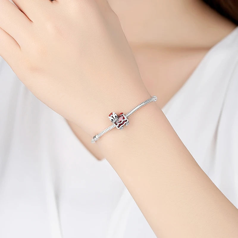 925 Sterling Silver Charms Beads Original Japanese Doll Fortune Cat Charm Fit Brand Bracelets Bangles DIY Jewelry For Women