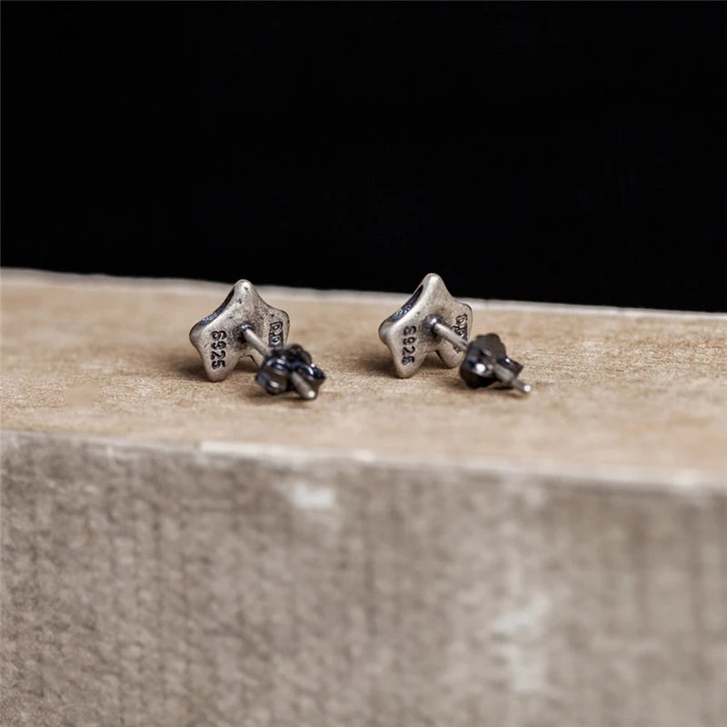 MKENDN 100% 925 Sterling Silver Creative Retro Fox Head Stud Earring Trendy Street Gothic Punk Style Men Women Fine Jewelry