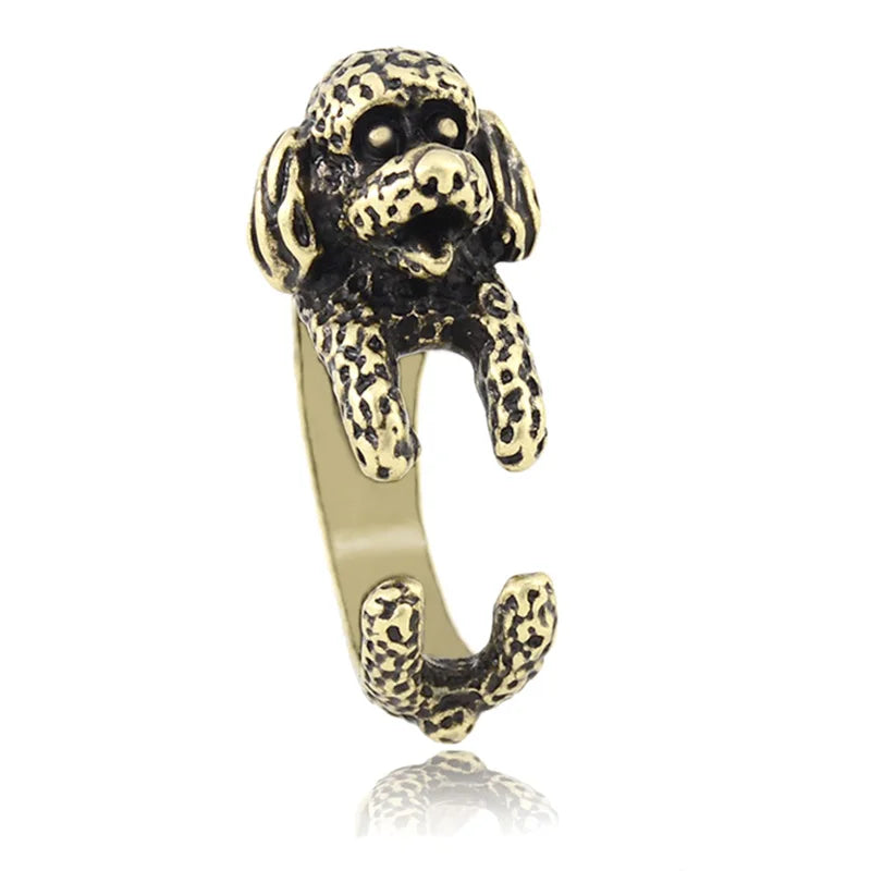Retro Boho Bichon Frise Anel Animal Couple Rings For Women Punk Brass Knuckle Bague Dog Anillos Ring Men Jewelry Anniversary