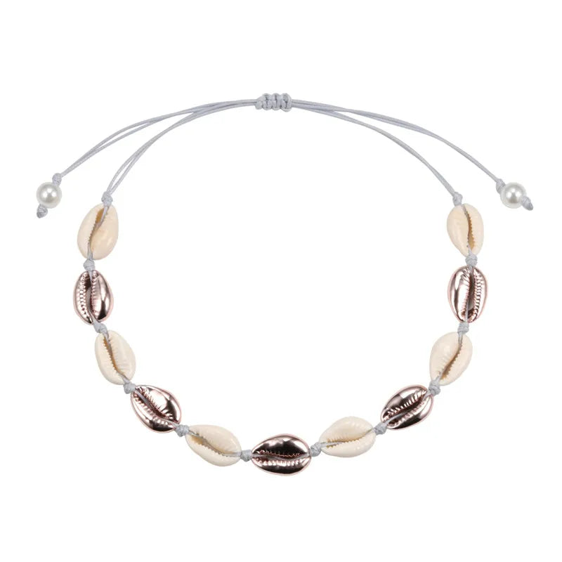 Natural Sea Shell Choker Chain Necklace for Women Bohemian Vintage Beach Conch Shell Braided Jewelry Wholesale Best Friend Gift