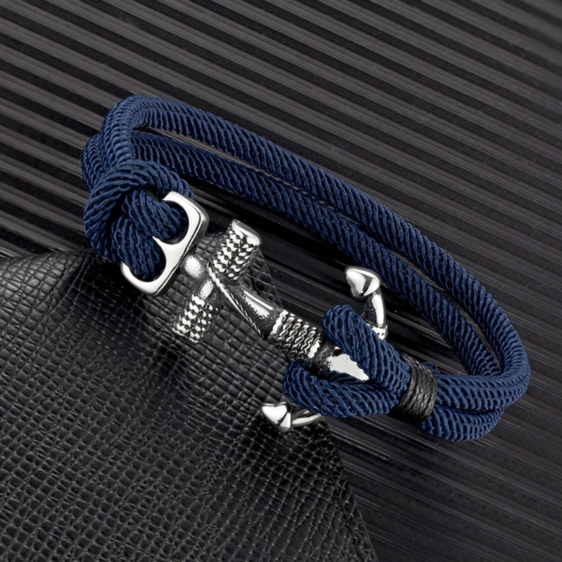 Waterproof Anchor Bracelets with Nautical Rope & Stainless Steel