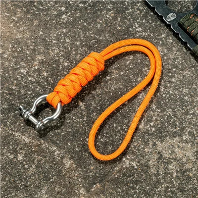 Outdoor Style Paracord Keychain Lanyard D Bow Buckle High Strength Parachute Cord Self-defense Emergency Survival Tool Key Ring