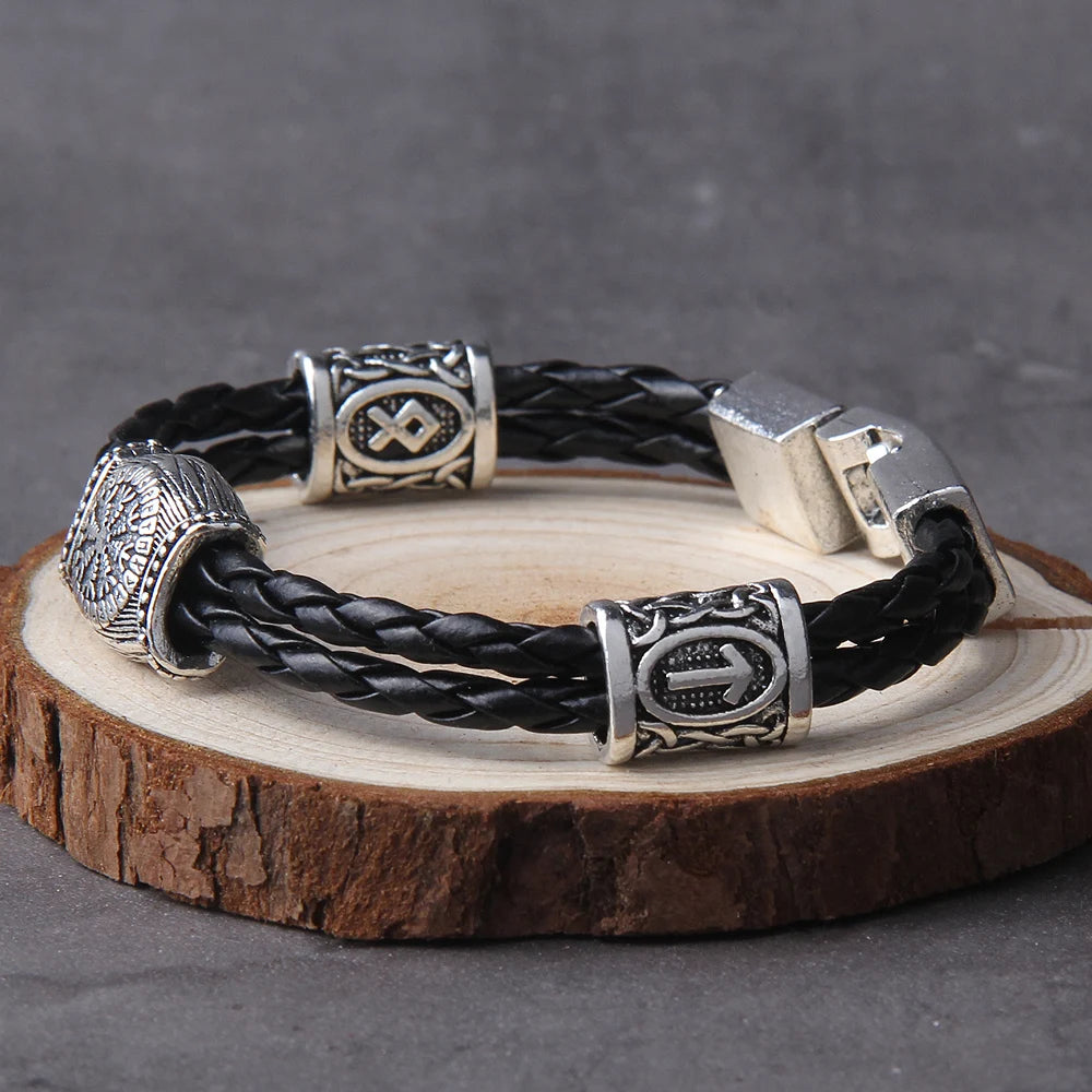 Amulette nordique Runes runiques Perles Talisman Valknut Vegvisir Boussole Symboles de la Trinité Bracelet Viking Hommes Femmes Bijoux Vikingos