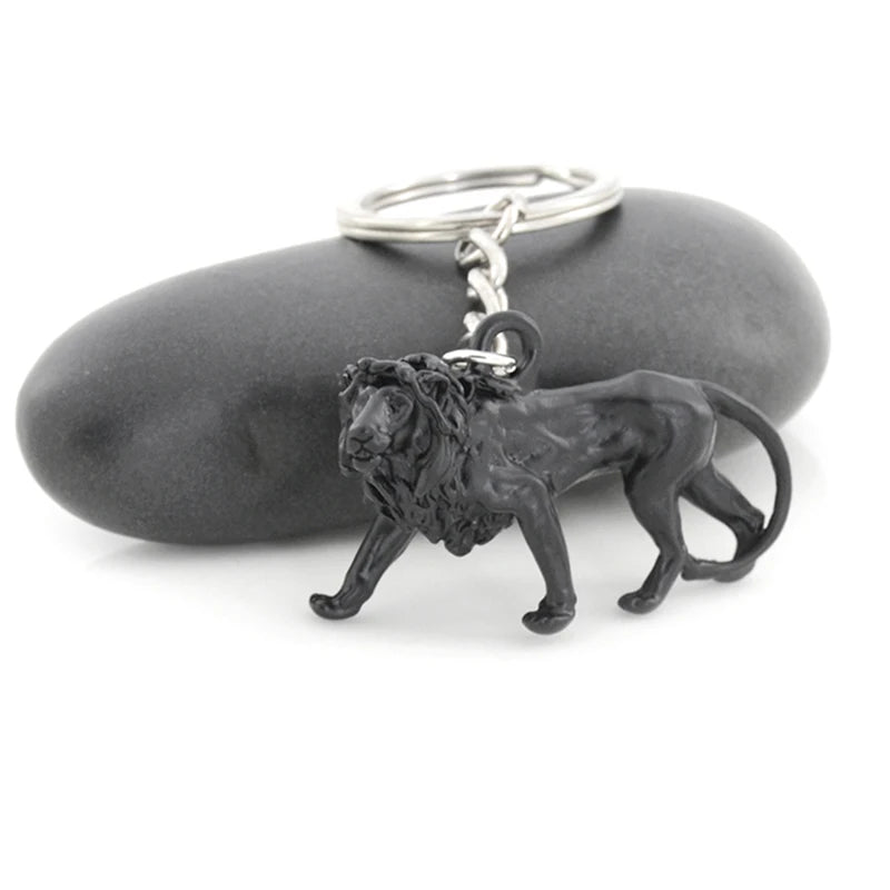 New Vintage 3D Prairie Lion Key Chain Charms Wild Animals Keychains Pouch Car Keyring Jewelry For Women Girls Gift Accessories