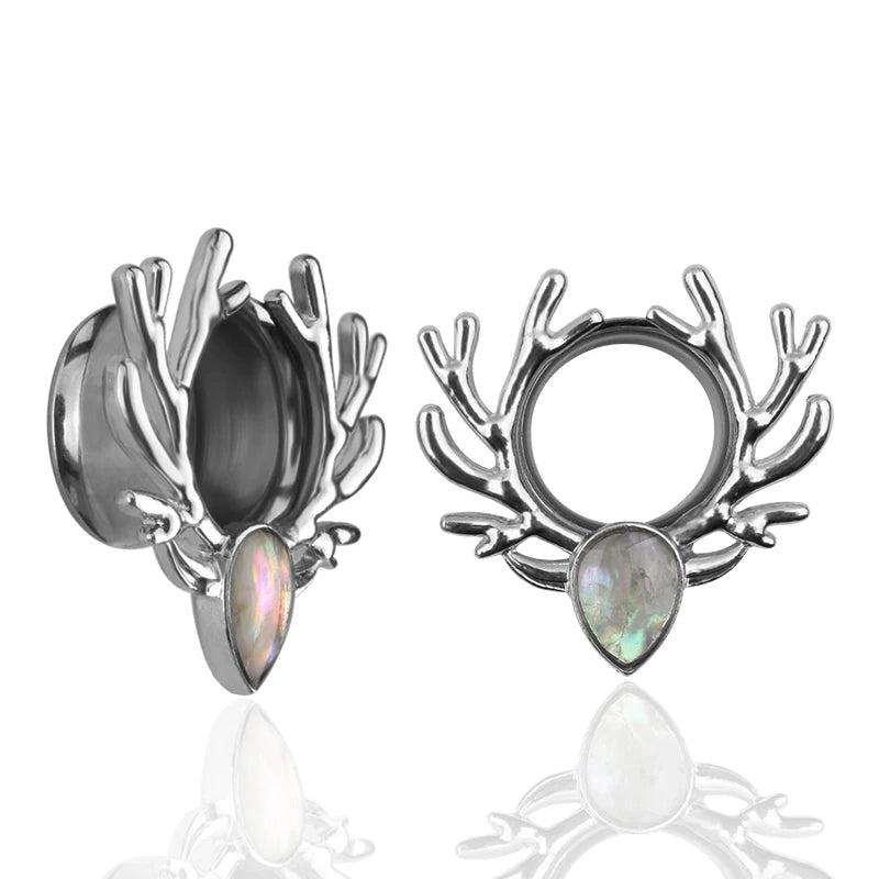 2 Stück Ohrstöpsel/Tunnel/Ohrpiercings aus 316L Edelstahl mit geschraubten Sattelohrring-Expander-Messgeräte Körperschmuck-Piercings