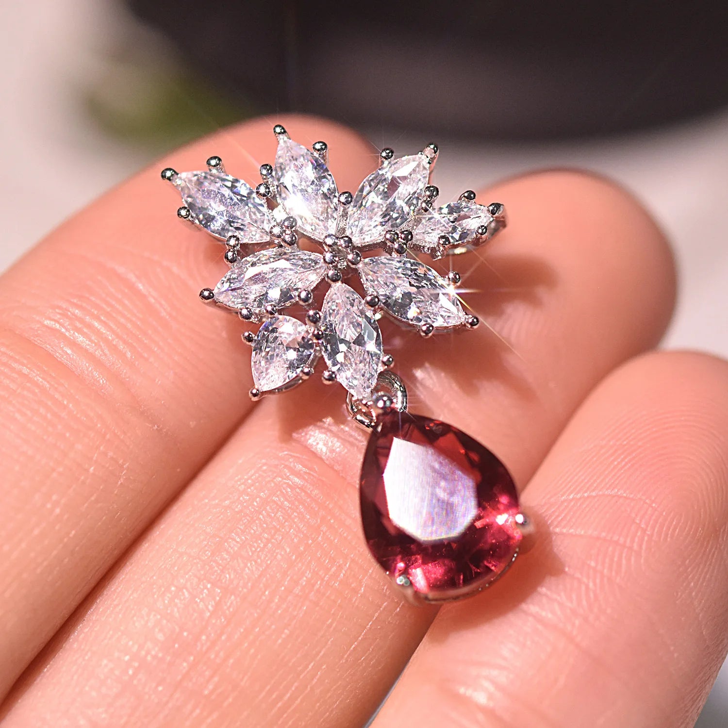 2021 Natural Ruby Drop Earrings Women S925 Sterling Silver 8-9mm Bread Oval Ethnic Freshwater Cultured Fine Jewelry Wedding Gift