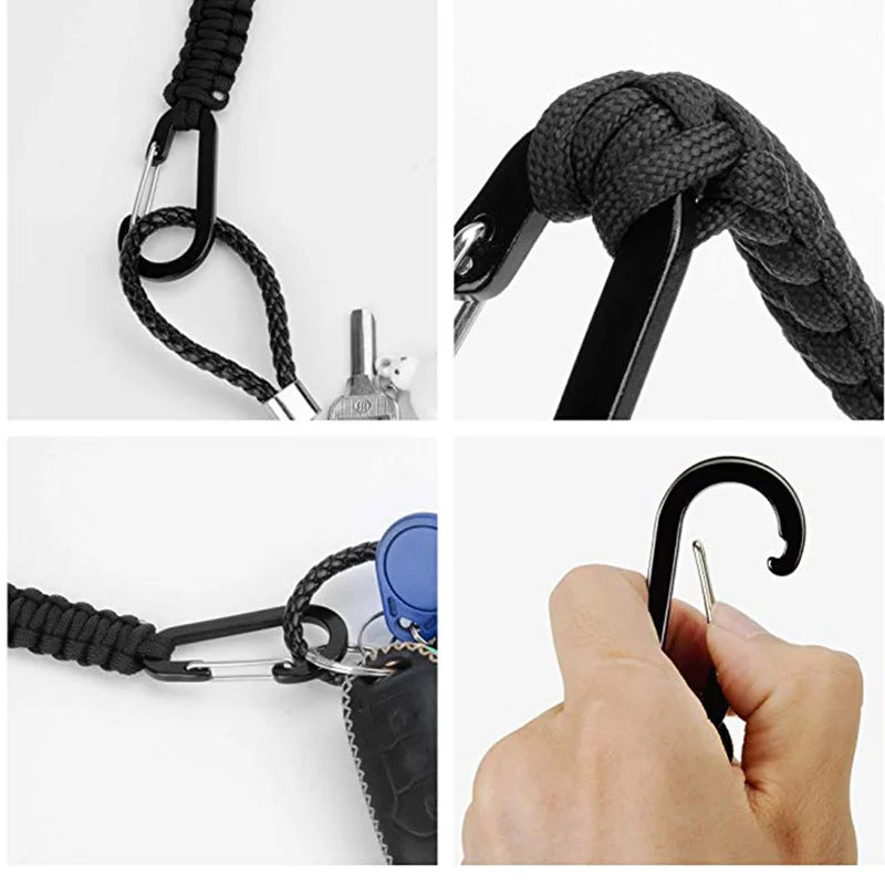 MKENDN Outdoor sports carabiner pendant camouflage tactical seven-core umbrella rope woven double carabiner key chain - Madeinsea©