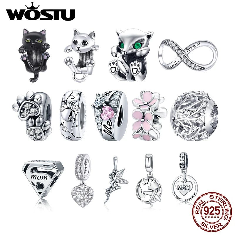 WOSTU Authentic 925 Sterling Silver Hot Sale Endless Love Charm Pendant Fit Bracelet Women Party Fashion DIY Jewelry Gift Making