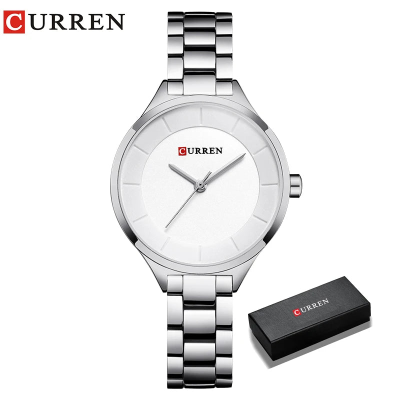 CURREN Top Brand Fashion Ladies Watches Stainless Steel Band Quartz Female Wrist Watch Ladies Gifts Clock Relogio Feminino