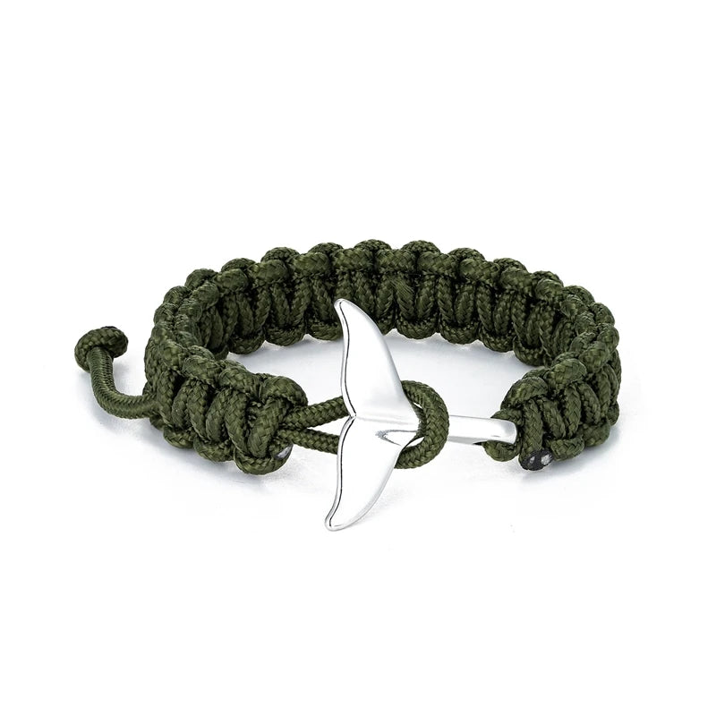 MKENDN 550 Paracord Survival-Armband mit Walflossenmotiv, nautisches Design, verstellbar, für Damen und Herren, Strandarmband, Schmuck, Marine- und Surfzubehör