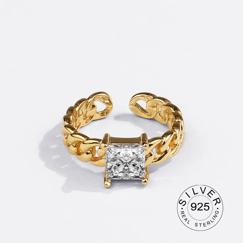 Real 925 Sterling Silver Rings For Women vintage zircon open round Engagement Rings Silver 925 Jewelry Anillos Mujer