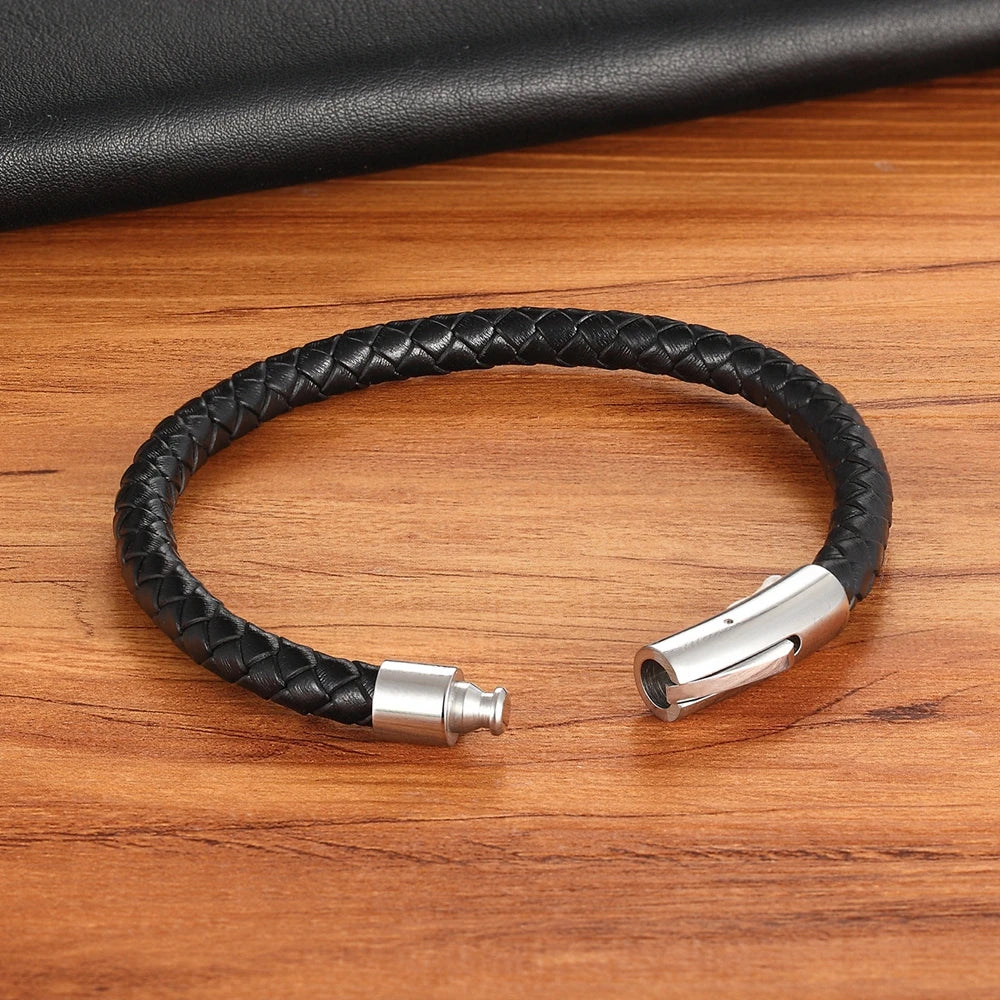 TYO New Top Stainless Steel Braided Bracelets For Women Men Genuine Leather Bangles Special Birthday Party Jewelry - Madeinsea©
