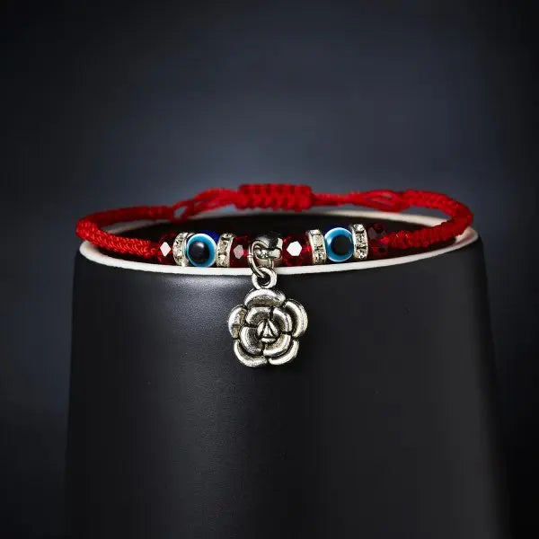 Bracelet porte-bonheur œil bleu, breloque œil protecteur, fil rouge, bracelet d'amitié pour couple, femme et homme, bijou fait main, cadeau porte-bonheur