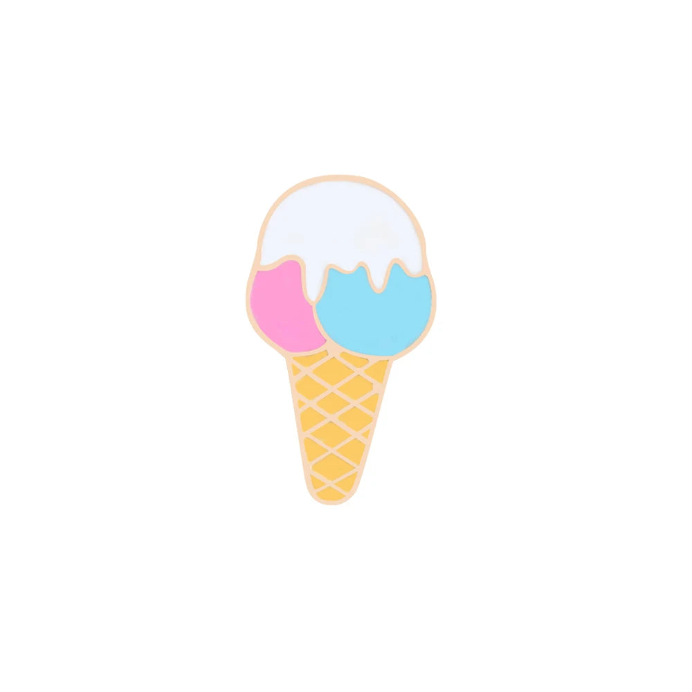 Sweet Cartoon Enamel Pins Cute Ice Cream Lapel Brooches Bright Color Mental Badges Pin Jeans Backpack Brooch Jewelry For Women