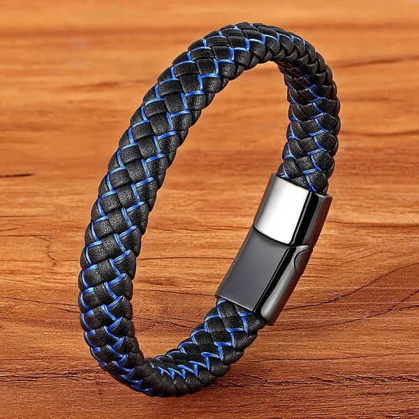 TYO Braided Rope Wrap Leather Bracelets For Men Bangles Fashion Male Women Charm Stainless Steel Clasp Jewelry DIY Customization