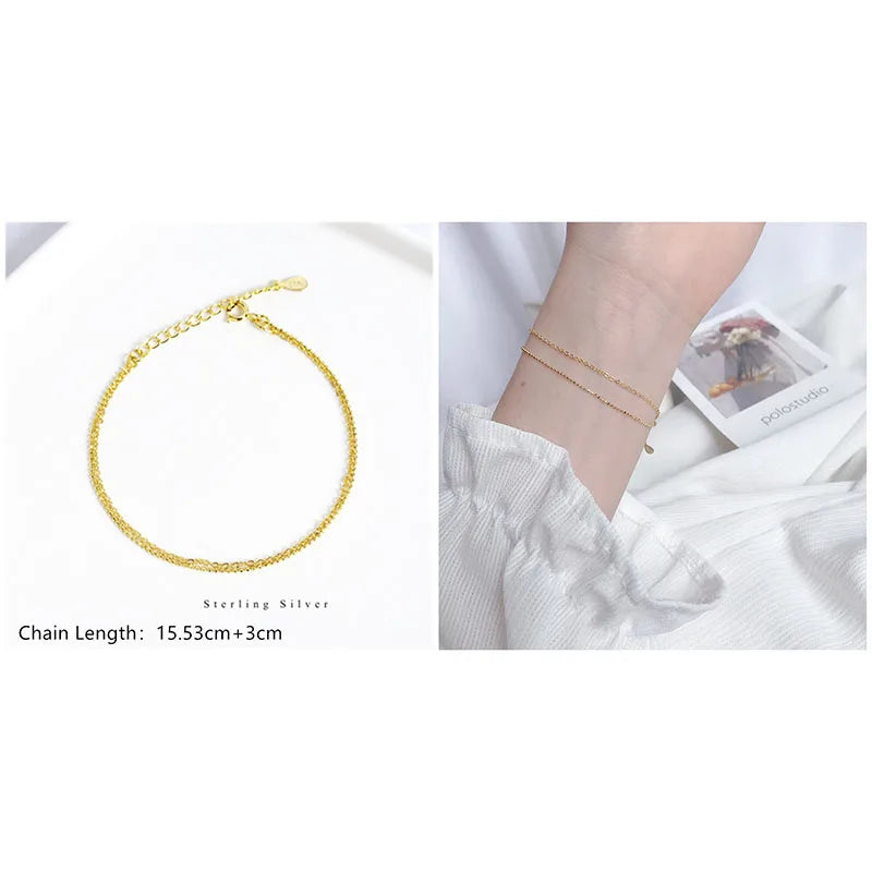 925 Sterling Silver Minimalist Style Chain Bracelet For Women Classic Fashion Student Couple Wristband Jewelry Accessories
