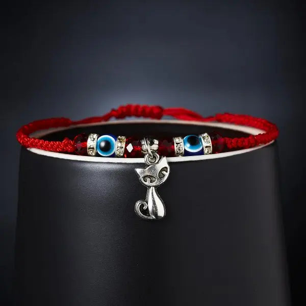 Bracelet porte-bonheur œil bleu, breloque œil protecteur, fil rouge, bracelet d'amitié pour couple, femme et homme, bijou fait main, cadeau porte-bonheur
