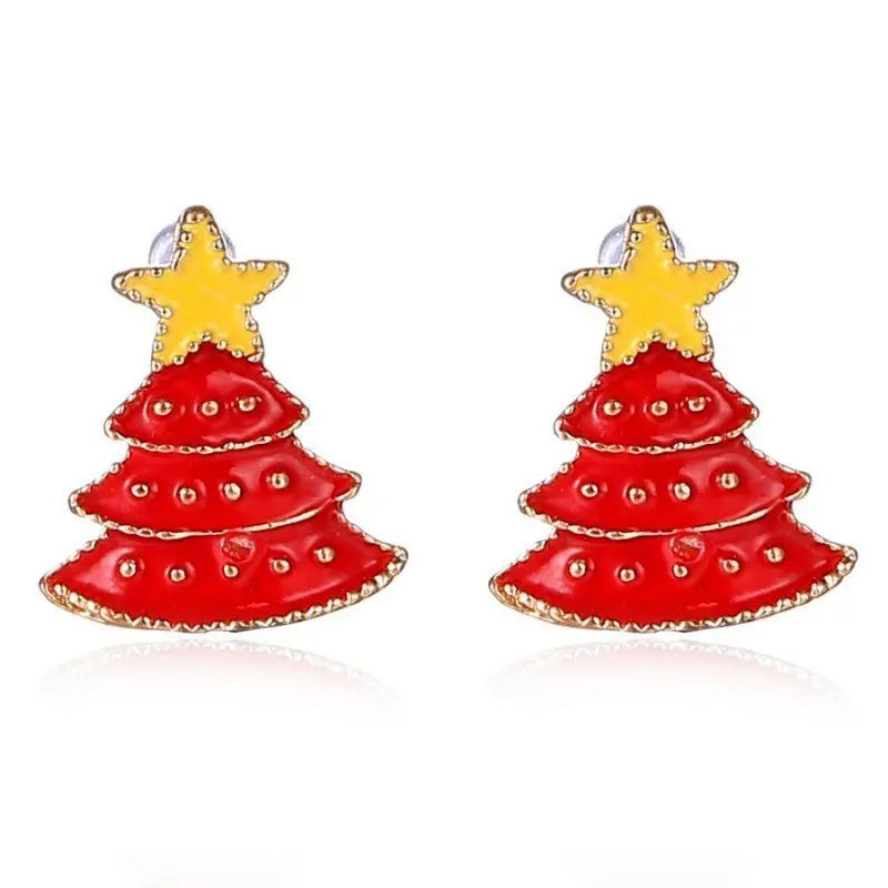 Women Enamel Bell Earrings Rhinestone Christmas Stud Earrings Female Girls Christmas New Year Gifts
