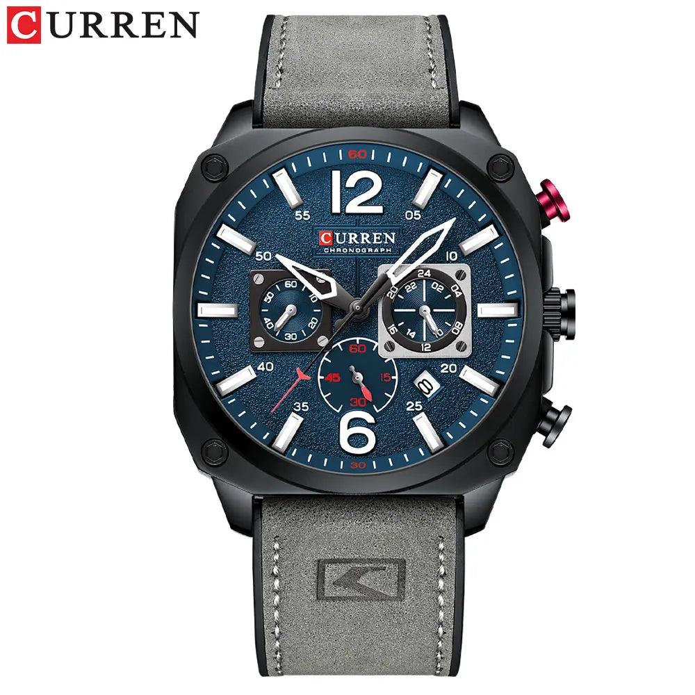 CURREN Brand Watches Business Men Luxury Chronograph and Date Wristwatches New Green Male Clock with Luminous
