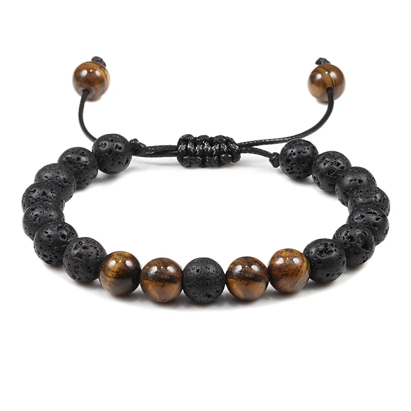 Natural Stone 6/8/10mm Beads Tiger Eye Bracelet Classic Men Women Buddha Black Lava Bracelets Minimalist Yoga Meditation Jewelry - Madeinsea©