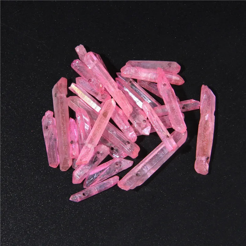 10/20/30pcs Purple Natural Quartz Crystal Point Beads Top Drilled Graduated Stick Point Loose Bead for DIY Jewelry Making Supply