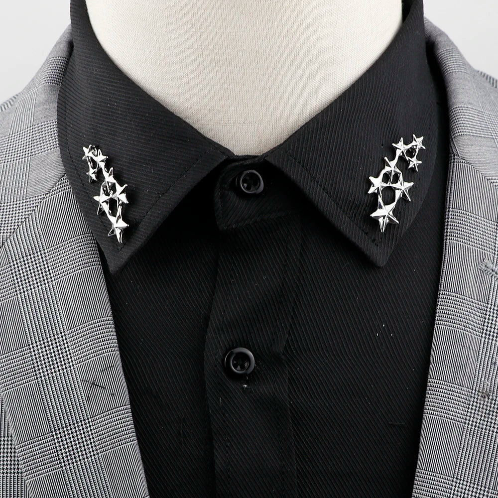 1 Pair Retro Lapel Pin Brooch Vintage Fashion Tree Leaf Collar Pin Hollowed Out Crown Shirts Suits Breastpin Jewelry Accessories