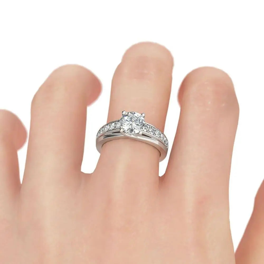 Szjinao Real 1 Carat Moissanite Ring For Women 100% 925 Sterling Silver Sparkling Lab Diamond Wedding Jewelery Female 2024 Trend - Madeinsea©