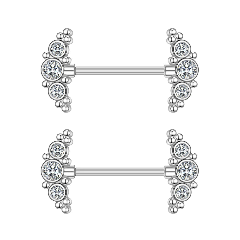 2PCS Rabbit Nipple Rings Crystal Steel Heart Snake Piercings Women Nipple Barbell Breast Shield Cover 14G Body Piercings Jewelry