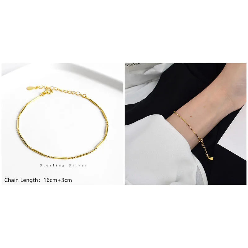 925 Sterling Silver Minimalist Style Chain Bracelet For Women Classic Fashion Student Couple Wristband Jewelry Accessories