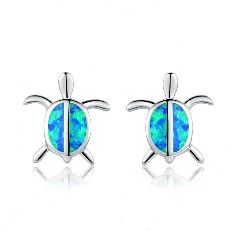 2025 Cute Turtle Imitation Fire Opal Stud Earrings For Women Accessories Jewelry Girl Gifts Fashion Animal Tortoise Earrings