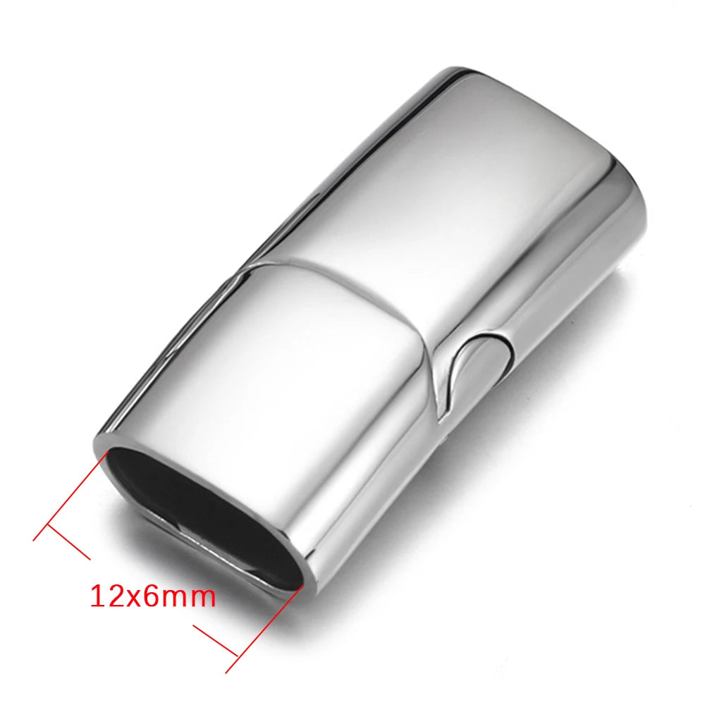 Stainless Steel Magnetic Clasp 12*6mm Hole Bracelet Magnet Clasp DIY Accessories Leather Jewelry Making Finding Supplies