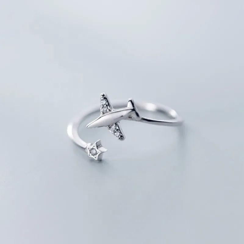 MKENDN Fashion Summer Style Plane Ring CZ Opening Fashion Jewelry Pure Finger Rings Best Friendship Gifts