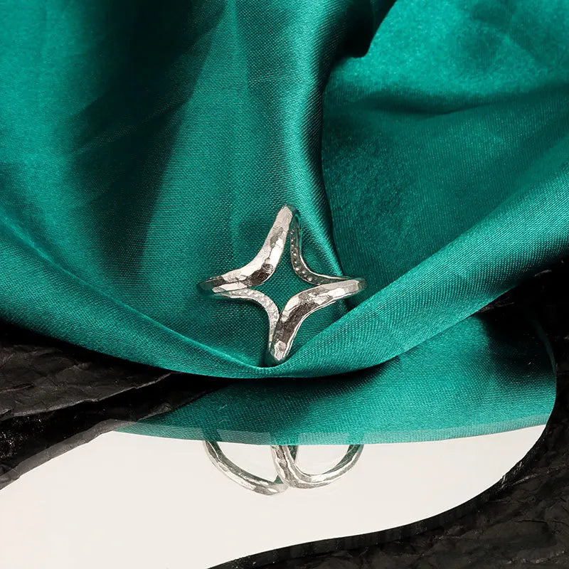 925 Sterling Silber Beule Matt Gold Farbe Ringe Retro Doppel Schichten Distressed Öffnung Handgemachte Ring Mode Edlen Schmuck