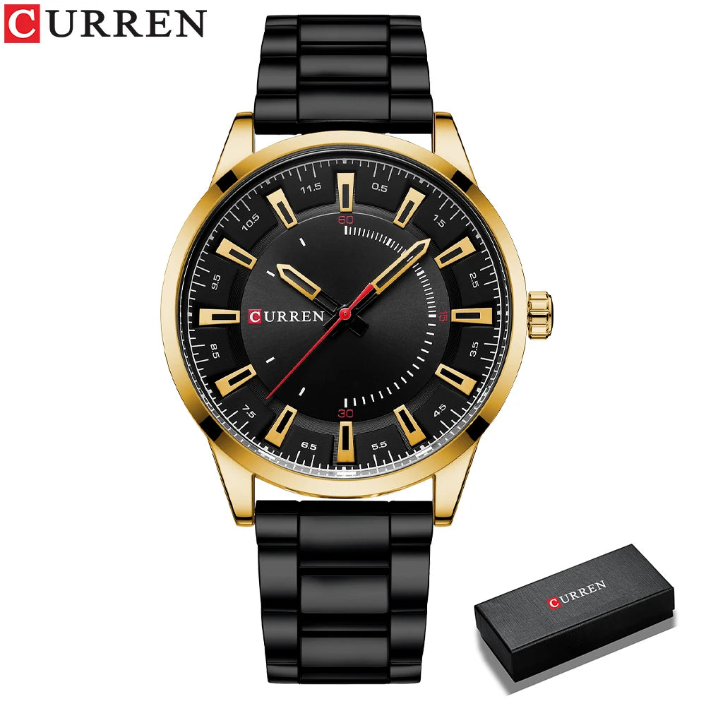 CURREN New Fashion Simple Style Men Watches Quartz Wristwatches Stainless Steel Band Clock Male