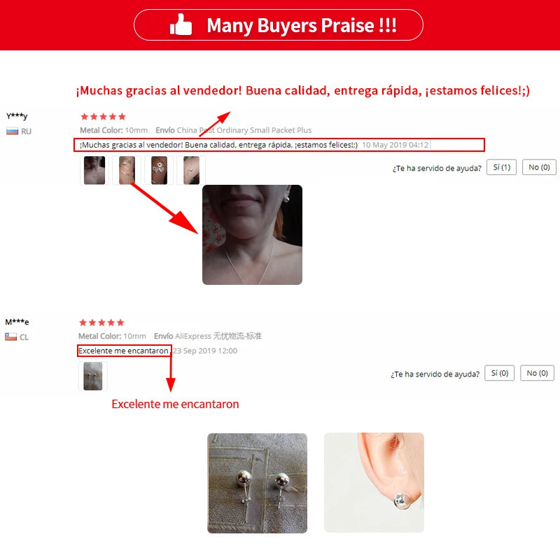 DOTEFFIL 925 Sterling Silver 8mm/10mm Round Circle Solid Ball Bead Stud Earring Woman Fashion Wedding Engagement Jewelry